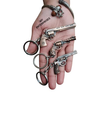 Image of Combo Of Gun Shape Antique Metal Keychain for Cars and Bikes (Pack Of 3) (Bronze)