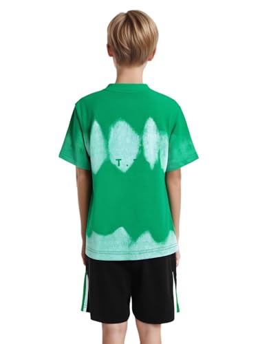 easyforever Kids Boys Sports Set Quick-dry T-shirt And Mesh Shorts With Letter Print For Football Basketball Training Green 13-14 Years4