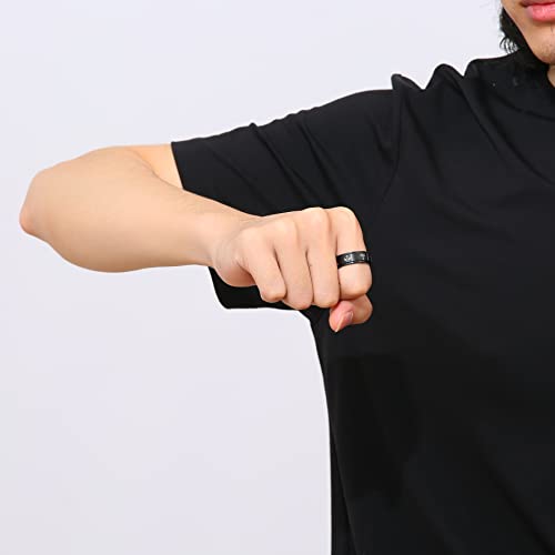 8mm Black Spinner Pattern Triforce Stainless Steel Wedding Band Anxiety Relief Spinning Ring4