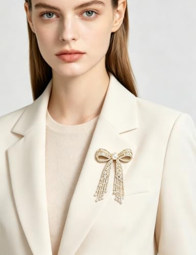 Image of Elegant Love Bow Brooch Micro Pave Cubic Zirconia Bowknot Wedding Bride Mother Brooch Pin Ribbon Shape Jewelry Brooch Breastpin
