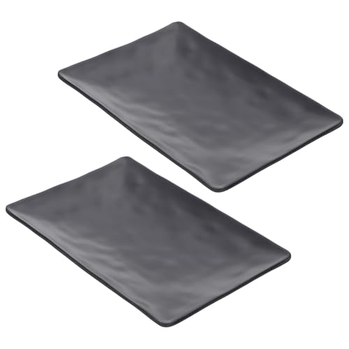 2 Platos Rectangulares Negros Reutilizables para Sushi miniatura 1