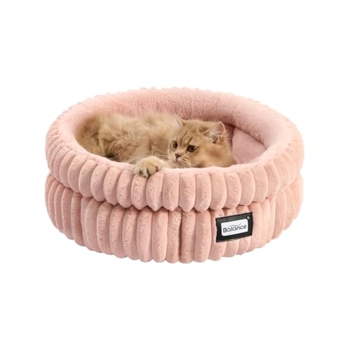 BALANCE Cat Bed Kitten Bed, Washable Round Cat Beds for Indoor Ca...