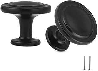 TsunNee 16PCS Vintage Cabinet Knobs, Chic Drawer Knobs, Single Hole Kitchen Cupboard Handles, 32mm Round Furniture Door Knobs, Black