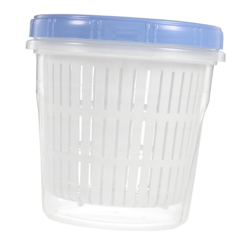 HIAKDOFT Tarro para Encurtidos con Filtro y Tapa Hermética Bote para Almacenamiento de Alimentos Fermentados Contenedor con Escurridor para Pepinillos Aceitunas y Verduras Azul