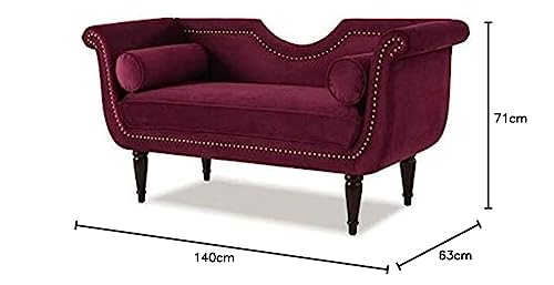 Image of Luxury Velvet 2 Seater Chaise Lounge Sofa - Tufted Chesterfield Modern Couch with Button Tufted Back Elegant Lounge Couch for Living Room, Bedroom, Office