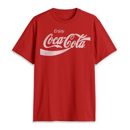 Coca-Cola Herren Eighties Coke Kurzarm T-Shirt, Rot/Ausflug, einfarbig...