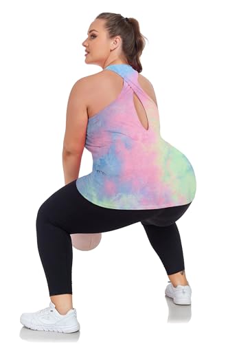 Image of ForHailey Women's Plus Size Cross Back Workout Tank Tops Athletic Shirts