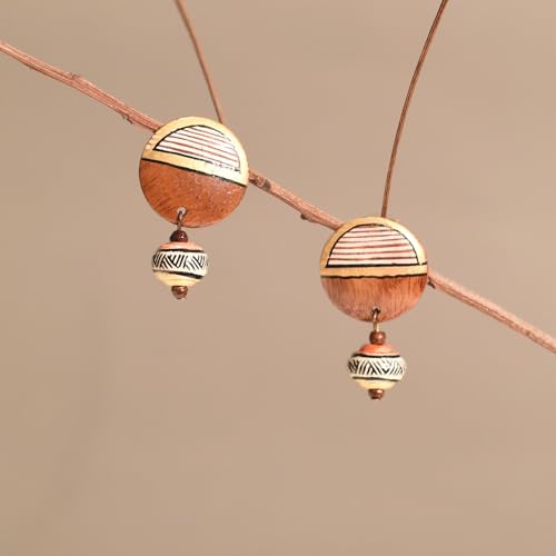 Image of Handcrafted Artistic & Tribal Earrings Collection for Women - Bohemian, Floral, Wooden & Ethnic Statement and Stud Designs