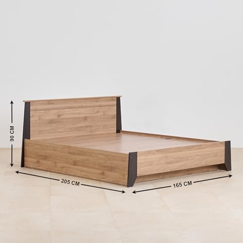 Image of Home Centre Helios Amberly Queen Bed |Engineered Wood with Box Storage Queen Bed| (Brown) |1 Year Warranty