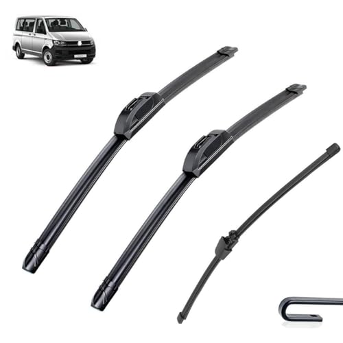 Escobillas de limpiaparabrisas compatible con VW T5 Transporter Caravelle Multivan California Kombi Shuttle Delantero Trasero Ventanas Parabrisas Escobillas (Color : Front Rear 2006-2013, Size : LHD
