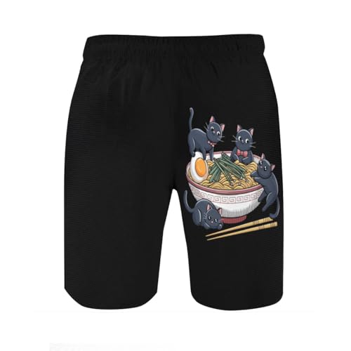 Japanese Ramen Noodles Cat Lover Mens Swim Trunks Boys Quick Dry Board Shorts with Mesh Lining2