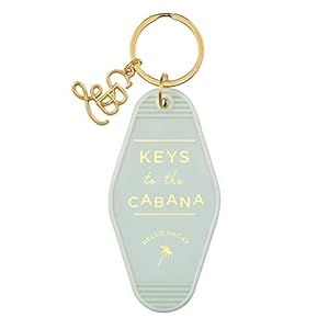Santa Barbara Design Studio Keychain Lili + Delilah Small Gifts Vintage Motel Key Tag Key Ring, 3.5″ Long, Cabana (Grey)