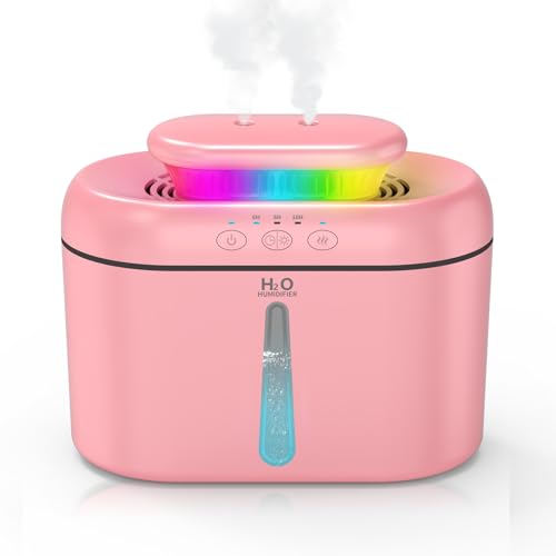 Humidificateur 2 l chambre à coucher humidificateur d'air bébé Mini Humidificateur avec 2 Mode Brume Réglable avec LED Veilleuse pour la maison, le yoga,...