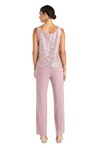 Image of R&M Richards Women's 3-Piece Scallop Glitter Lace Duster Pant Set for Mother of the Bride, Wedding Guest, Cocktail Attire