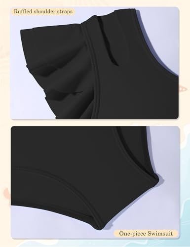 Girls Swimsuit One Piece Swimwear Top with Tropical Print Cover Up Skirt Girls Bathing Suit 7-16 Years4