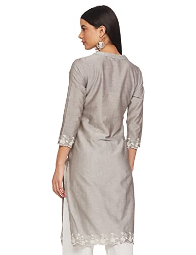 Image of Max Women's Cotton Straight Fit Straight Embroidered Regular Kurta
