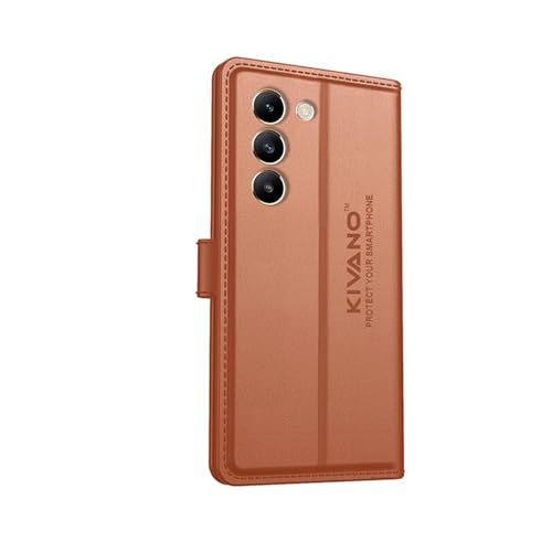 Image of Compatible with Vivo T3 5G / Vivo Y200e 5G Flip Cover | Leather Finish | Inside Pockets & Inbuilt Stand | Shockproof Wallet Style Magnetic Closure Back Cover Case