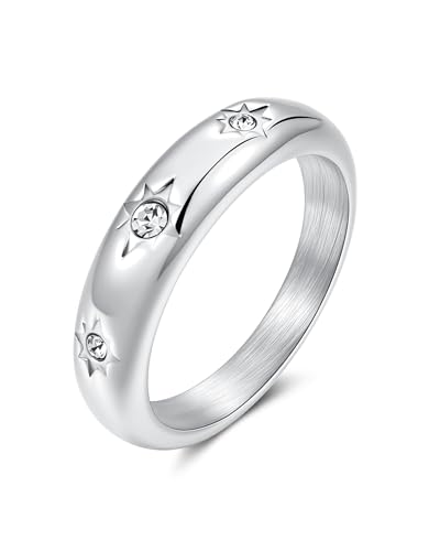 YeGieonr North Star Signet Gold Ring for Women Non Tarnish Waterproof Pinky Ring