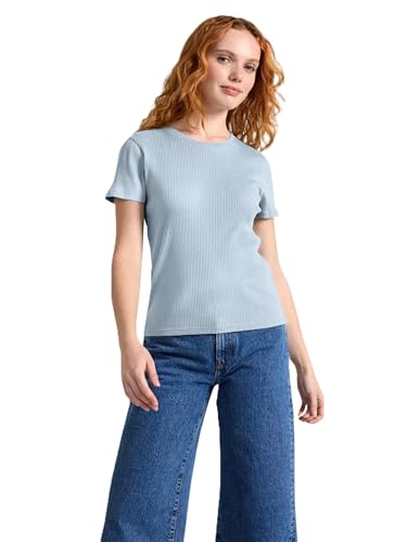 Image of Zilcon Women Fashion Trendy Ribbed Round Neck t Shirt for Woman Half Sleeves Tops for Women Stylish Western Formal, Casual, Office, Date, Outing, Party Tops