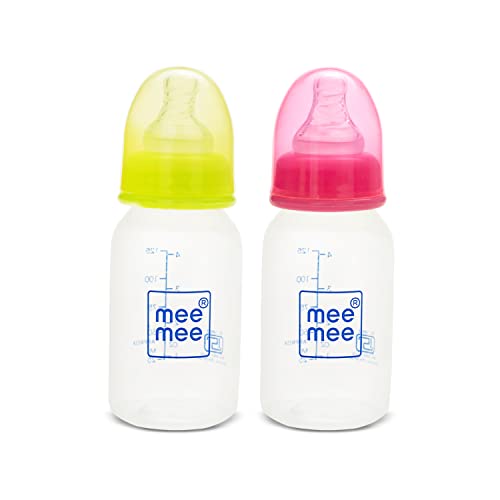 Image of Mee Mee Premium Baby Feeding Bottle (125 ml, Pink & Light Green)