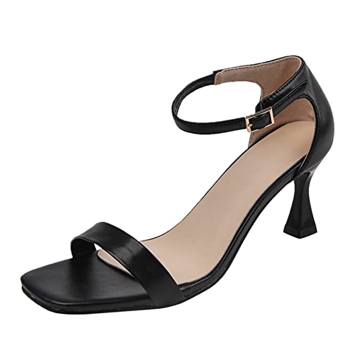Women's High Heels Mouth Shoes Open Breathable Beach Toe Summer Fish Outdoor Sandals Heels for Women Open Toe Sandal (Black, 6.5-7)