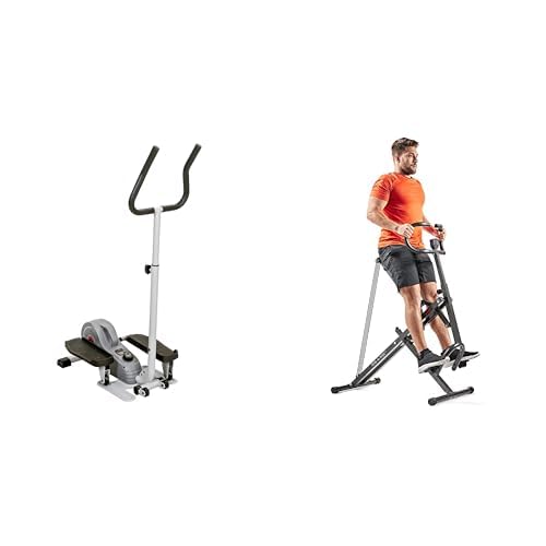 Sunny Health and Fitness Squat Assist Upright Row-N-Ride Rowing Machine+ 35.5 cm Threaded Chrome Dumbbell Bar