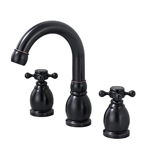 Robinet mitigeur de lavabo rétro 3 trous en laiton authentique