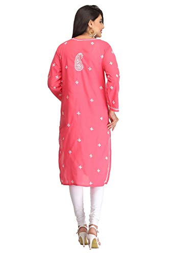 Image of Ada Women's Cotton Regular Fit Tunic Hand Embroidered Lucknowi Chikankari Ethnic Wear Kurta Kurti A130717