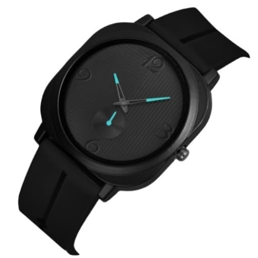 Image of Acnos Men's Minimalist Black Quartz Watch - Modern Fashion Analog Wrist Watch with Silicone Strap and Small Seconds Dial