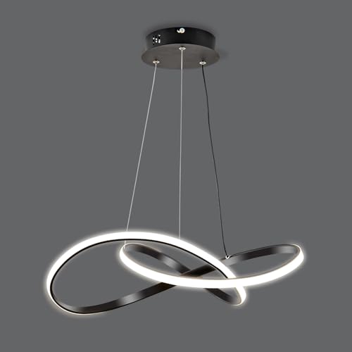Viruhaka Modern LED Pendant Light Fixture，Black Contemporary Ceiling Hanging Fixture with...