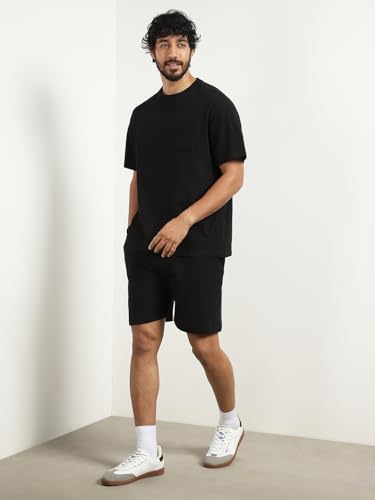 Image of NOBERO Men Cotton Blend Solid Co-ord Sets