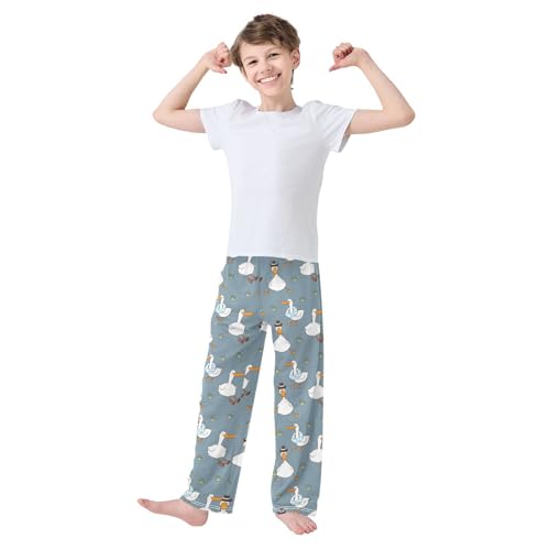 Boys' Pants Cute Cartoon Duck Long Bottoms Jogger Pants Elastic Waist Trousers with Pockets S-XL2