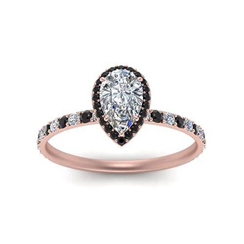 Bague de fiançailles poire en or rose avec pierre précieuse personnalisable pour femme