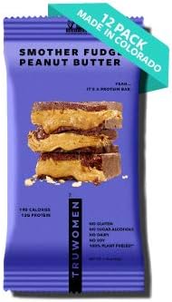TRUWOMEN Plant Fueled Protein Bars, Smother Fudger Peanut Butter, 6 Pack| Non-GMO, Vegan, Gluten Free, Kosher, Soy Free, Dairy Free, No Sugar Alcohols, Low Sodium, Natural Ingredients | 12g Protein