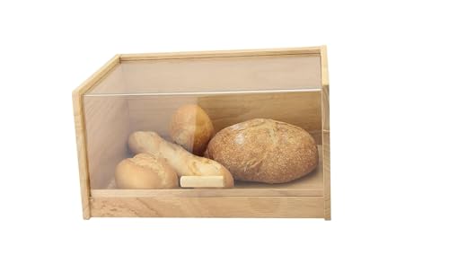 Orchid Wooden Bread Box with Transparent Flip Lid Bamboo Bread Storage Box for Kitchen Countertop Large Capacity Bread Keeper For Loaves & Buns Bread Container with Lid