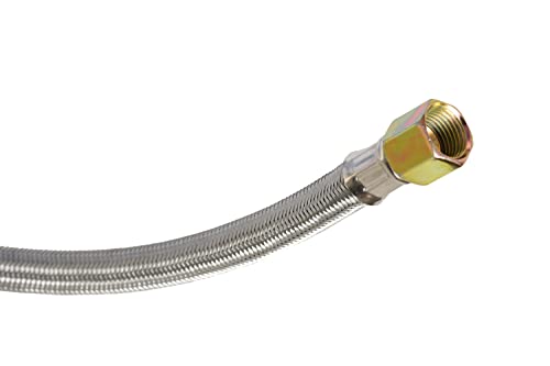 Image of Flame King 5-FT Universal QCC1 Low-Pressure Propane Regulator with Stainless Steel Braided Hose for Most LP Gas Grills, Heaters, and Fire Pit Tables, 3 /8 inch Female Flare Nut