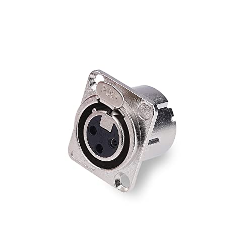 Image of MX 3 Pin XLR connector Microphone Connector pin Pure Copper Nickel Plated Pins1 for High Conductivity microphone cable connector PERENT (3 PIN PANEL MOUNTING silver, Pack of 4, Female Connector)