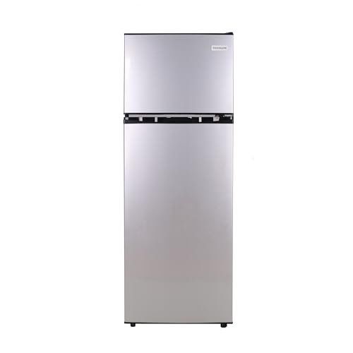 Frigidaire EFR749_AMZ EFR749-AMZ, 2 Door Apartment Size Refrigerator with Freezer, 7.5 cu ft, Retro, Silver, Black