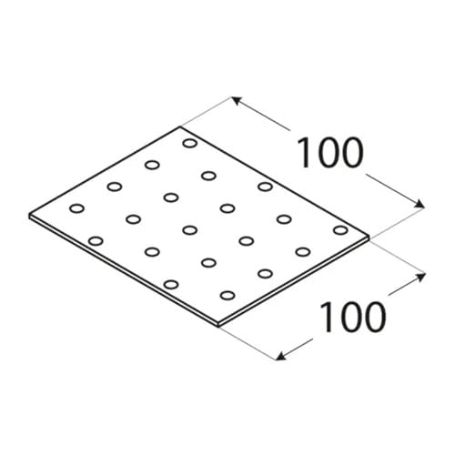100mm x 100mm Galvanised Perforated Flat Plate Connector Joining Plates Metal Brace Brackets for Wood 2mm Thick Steel PP35 (Pack of 20) L03-06ABC