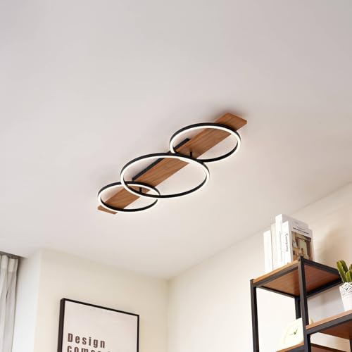 Plafonnier LED Galad en bois marron variable à 3 lampes pour salon - 3
