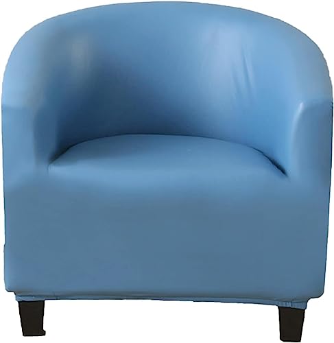 HJYXXSR Funda Impermeable para sillón de bañera (1 Pieza), de Piel sintética, elástica, Suave, con Base elástica, para sofá Redondo, Protector de Muebles para cafetería (Color: Azul)