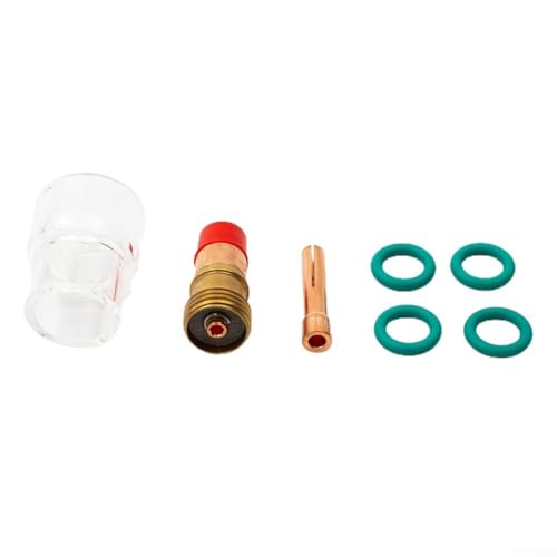 7 Piece TIG Welding Torch Stubby/Gas Lens Kit With Glass Cup Number 12 Collet Body Chuck Assembly Compatible With WP-17 WP-18 WP-26 Series Air Cooled Torch Professional Welding Accessories