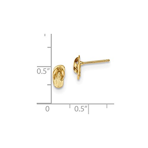 Solid 14k Yellow Gold Flip Flop Post Studs Earrings - 9mm x 4mm2