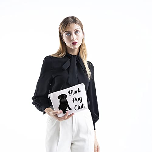 TSOTMO Pug Lover Gift Zipper Pouch Makeup Bag - Black Pug Club Puppy Love4