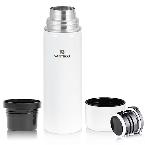 SANTECO Thermoskanne Thermosflasche Edelstahl 1l, 500ml, Auslaufsicher Isolierflasche mit Trinkbecher für unterwegs, Thermoskanne Kaffee & Tee für Kinder, Sport, BPA-Frei, 24H Kalt & 12H Heiß