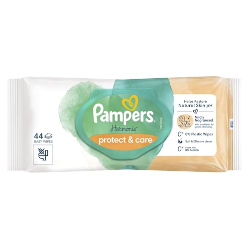 Pampers Harmonies Protect &amp; Care Lingettes humides pour bébés 1 Packs de 44 Lingettes = 44 Lingettes hydratées pour bébé, Aider à maintenir le pH naturel de la peau, et une touche de calendula