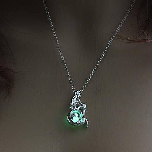MYANAIL Mermaid Luminous Pendant Necklace for Women Teen Girl Gift Jewelry (Green) - Image 3