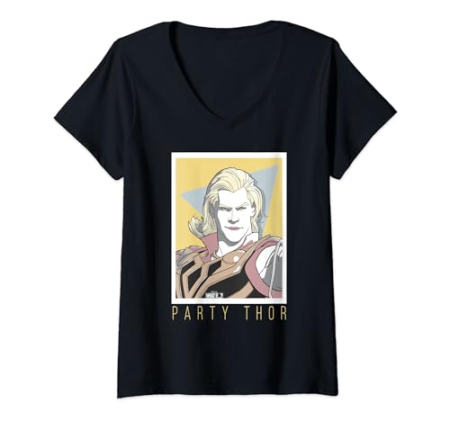 T-shirt Marvel What If femme avec col en V et motif pop art de Thor