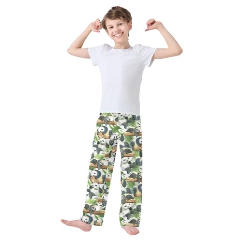 Panda on Tree Boys Long Pants Soft Trousers Elastic Waist Kids Lounge Bottoms with Pockets S-XL2