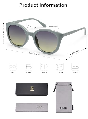 SOJOS Small Round Polarized Sunglasses for Women Men Vintage Style UV400 Lens SJ2259 6